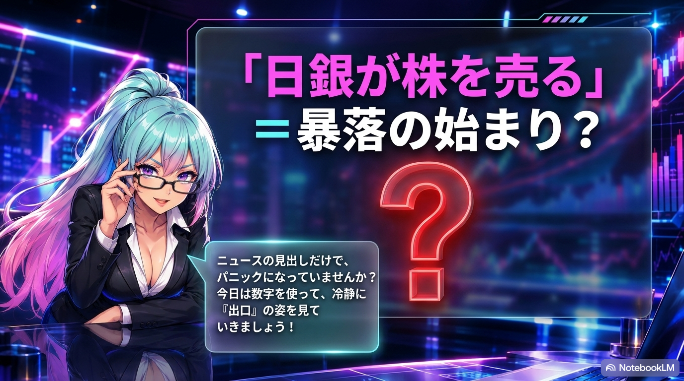 スライド②：「日銀が株を売る」＝暴落の始まり？ ― 数字で冷静に「出口」の姿を見る
