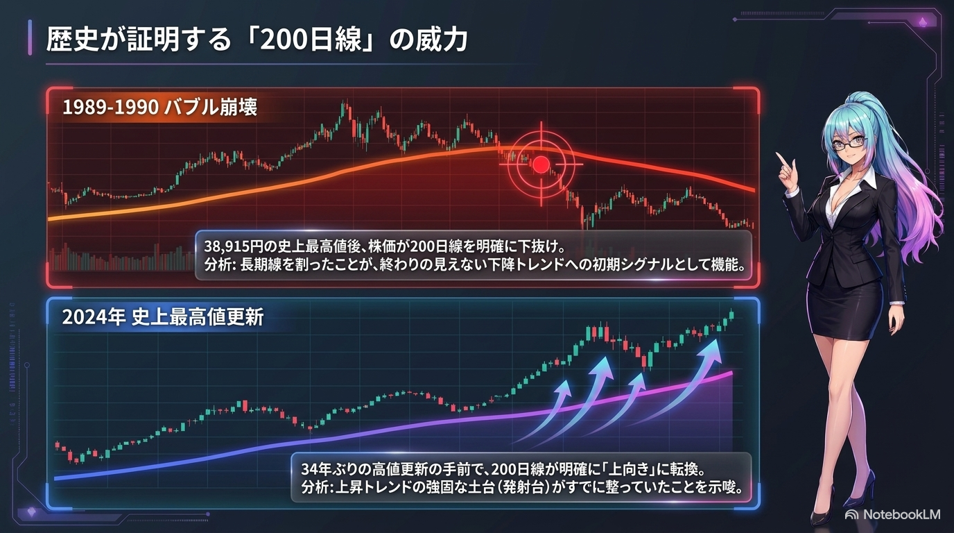 歴史が証明する「200日線」の威力 ― 1989-1990年バブル崩壊 と 2024年史上最高値更新