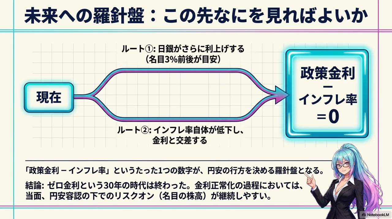 未来への羅針盤: 政策金利−インフレ率=0が円安の峠