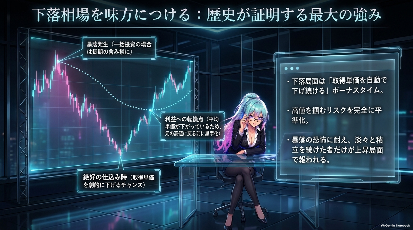下落相場を味方につける：暴落から利益への転換点までを示したチャート図解